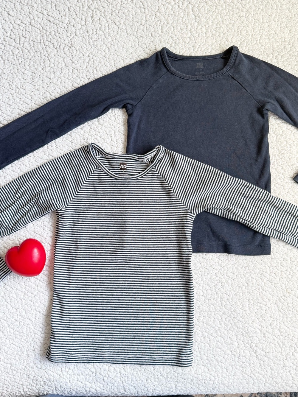 Tea Collection Navy Long-Sleeve Tee + Black & White Striped Long Sleeve